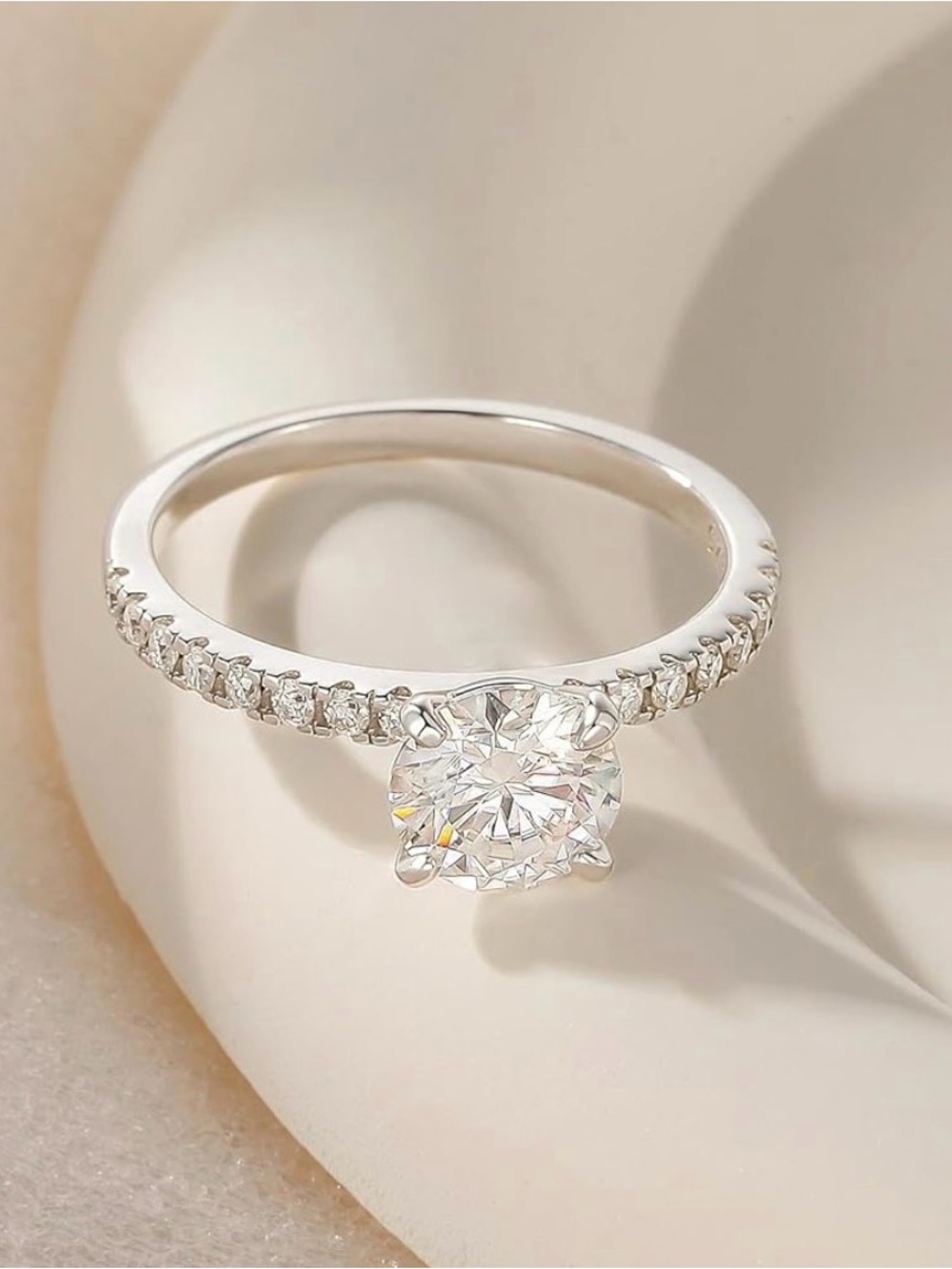 1.2 ct. Moissanite and 925 stainless steel engagement ring, size 6.5